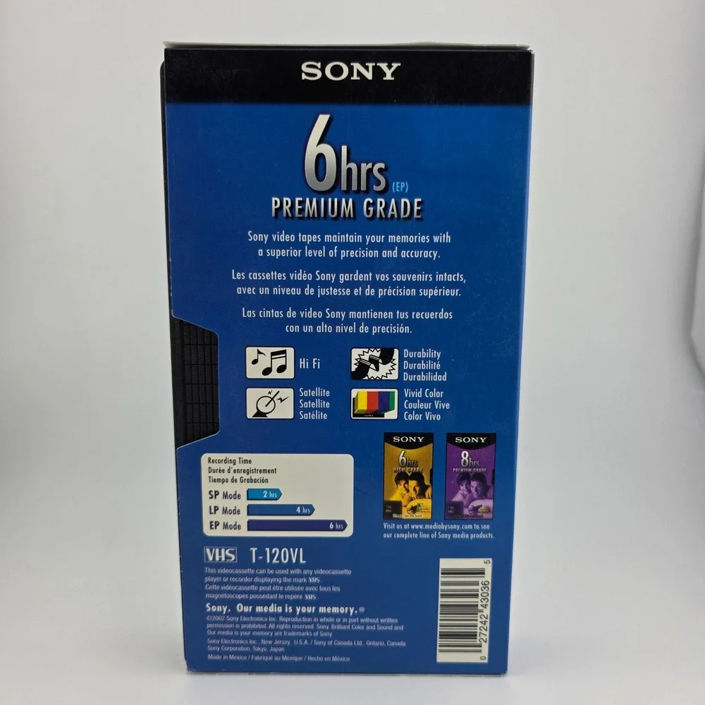 New Sony T-120 Premium Grade VHS Tape 6 hrs EP Mode Sealed Vintage Lot‎